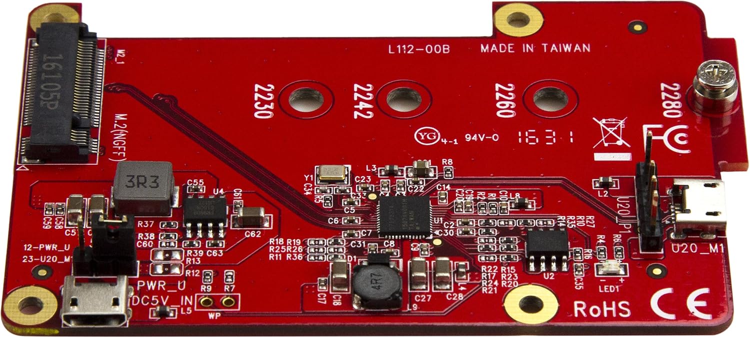 StarTech.com Raspberry Pi Board - USB 2.0 480Mbps - USB to M.2 SATA Converter - USB to SATA Raspberry Pi SSD (PIB2M21),Red - Image 3