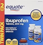 Equate - Ibuprofen Pain Reliever/Fever Reducer 200 mg, 200 Coated Caplets in 2-Bottles