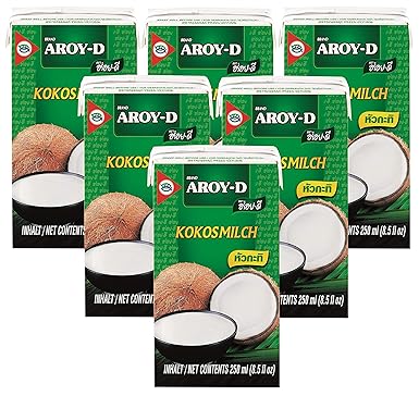 6er Pack AROY-D Kokosnussmilch [6x 250ml] Cocosmilch ~ Coconut Milk