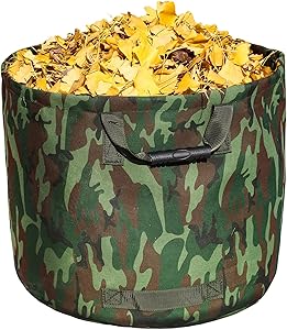 Leaf Bag Garden Lawn Yard Waste Tarp Container Gardening Tote Trash Reusable Heavy Duty Canvas Fabric (Bag Camo)