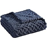 Nautica - Throw Blanket, Soft Cable Knit Sherpa Bedding, Ideal for Bed or Couch (Declan Navy, 50" x 60")