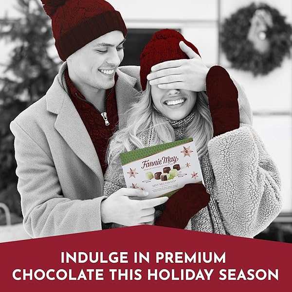FANNIE MAY, PREMIUM MILK CHOCOLATE, MINT MELTAWAYS, HOLIDAY GIFT BOX, 14 OZ