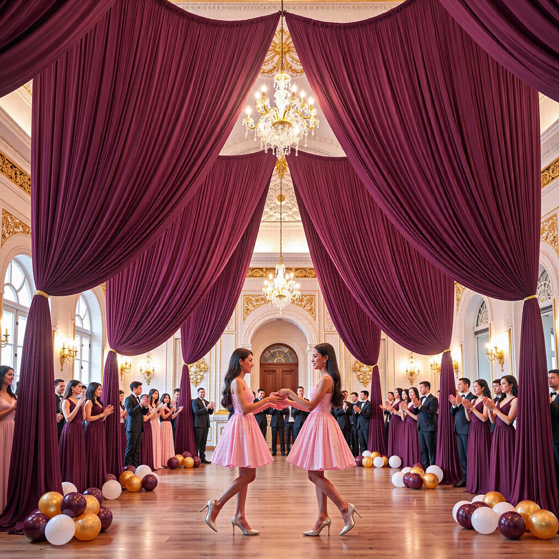 Photo 1 of 10ftx15ft Burgundy Backdrop Curtains for Parties, Wrinkle Free Polyester Burgundy Photo Backdrop Drapes 2 Panels 15 ft Long Back Drop Cloth for Wedding Birthday Photography Background Party