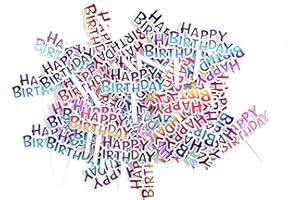 WARMTREE Colourful Happy Birthday Cupcake Picks Cake Toppers,Pack of 50