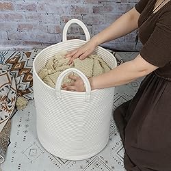 XUANGUO Cotton Rope Laundry Basket Hamper for