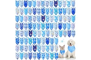 Abbylike 100 Pcs Winter Dog Bandanas Bulk Blue Snowflake Bandanas for Dogs Triangle Kerchief Bibs Scarf for Pet Xmas Costume Photo Props Accessories Pet Shops Grooming, 25 Styles (25.6 x 17.7 x 17.7)