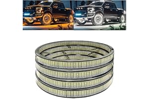 NBWDY 17in 12 Row Amber White Wheel Ring Lights with Amber Turn Signal White Courtesy Light APP RF Control,11928LEDs Waterproof IP68 Rim Tire Wheel Lights for Truck Car