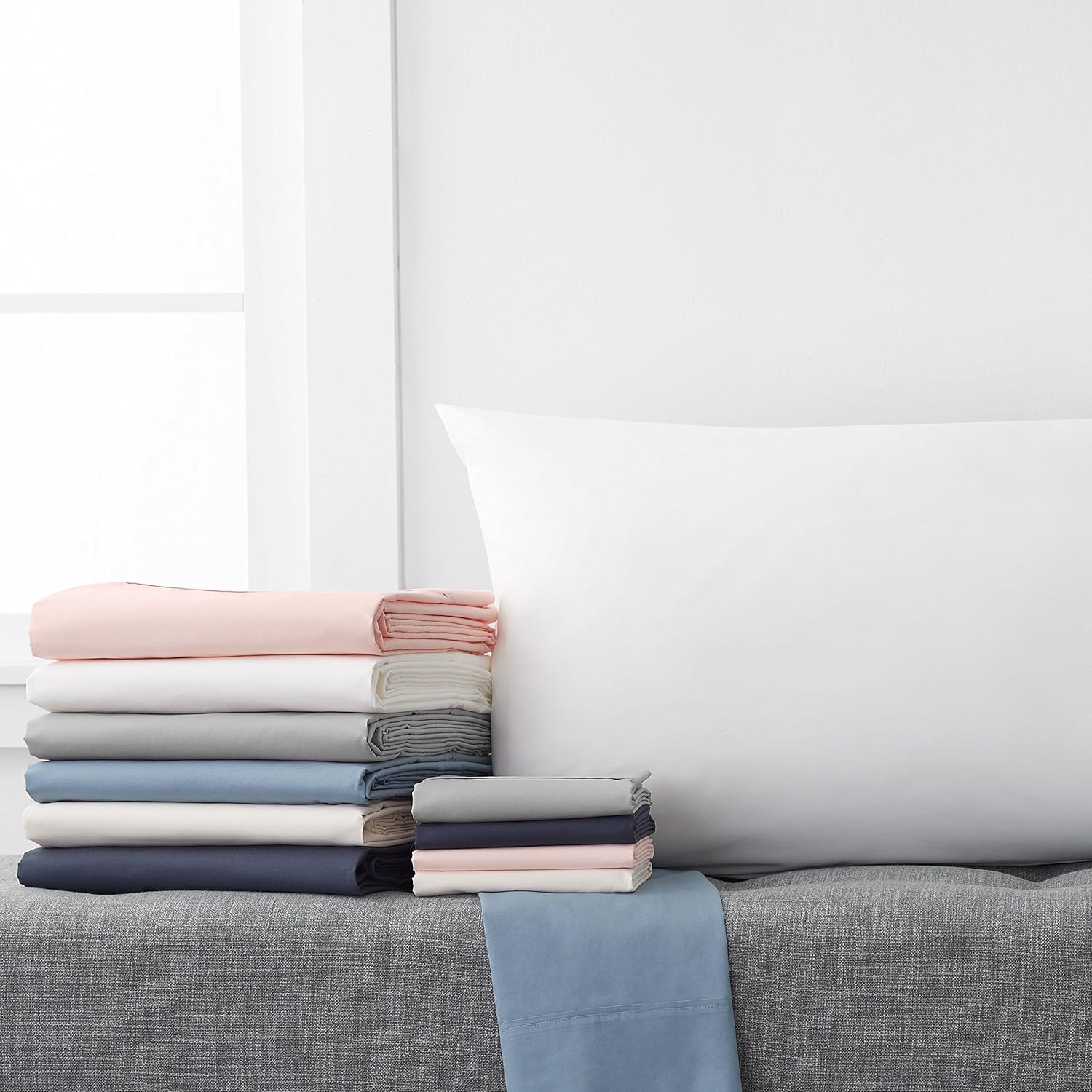 Pinzon 300 Thread Count Organic Cotton Bed Sheet Set - Queen, Dove Grey: Home & Kitchen