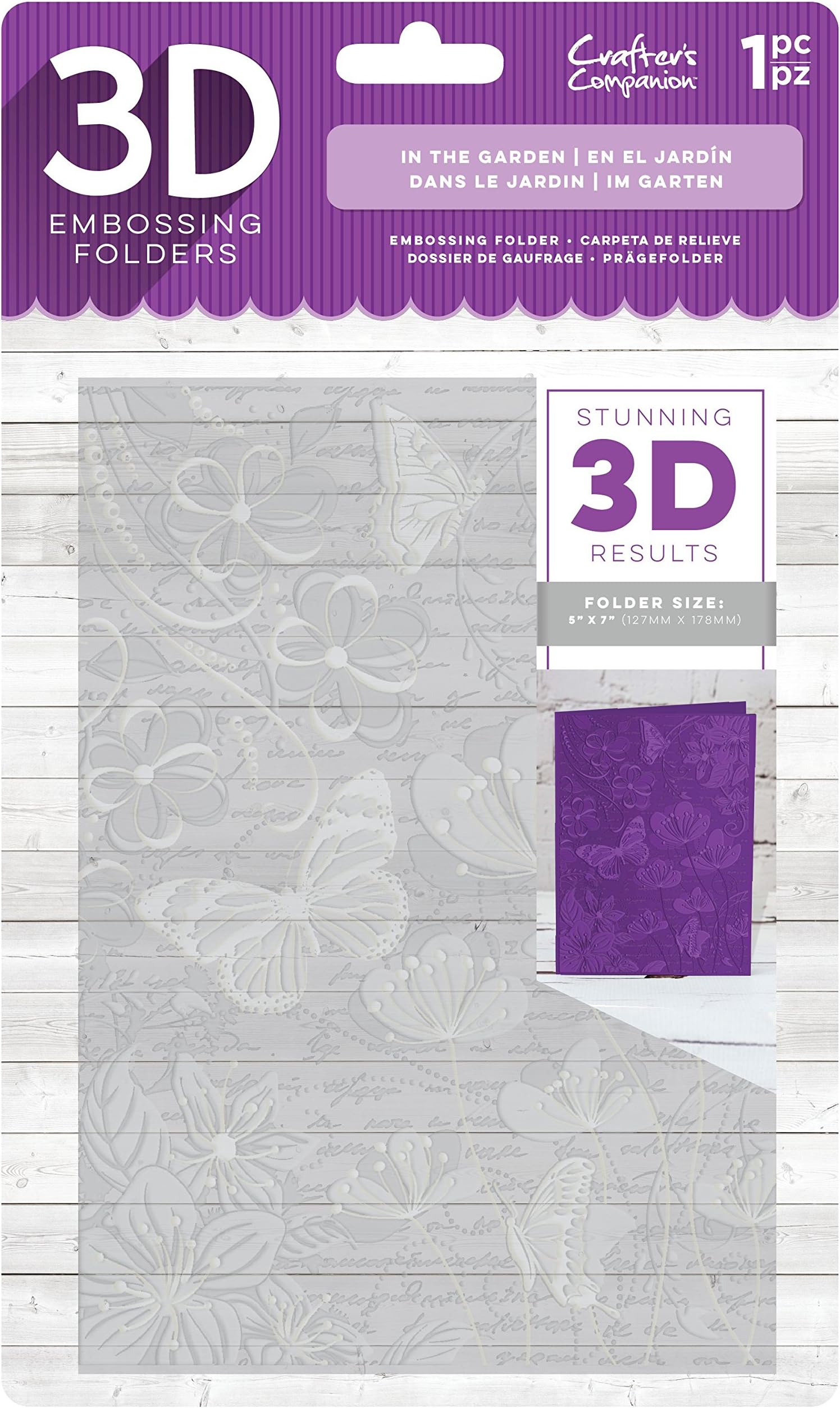 Crafter's Companion 1 x in The Garden 3D Embossing Folder, 5 7-Inch