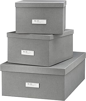 Bigso Box Of Sweden 3er Set Aufbewahrungsboxen Fur Das Schlaf Kinder Arbeits Oder Badezimmer Stapelbare Ordnungsbox Mit Deckel Aufbewahrungskisten Aus Faserplatte Und Papier Grau Amazon De Kuche Haushalt