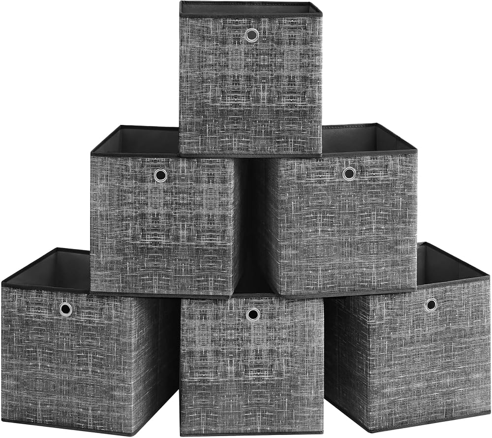 SONGMICS Storage Boxes Set of 6 Non-Woven Fabric 33 cm Cube with Handles