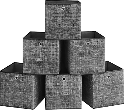 SONGMICS Storage Boxes Set of 6 Non-Woven Fabric 33 cm Cube with Handles