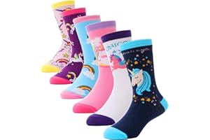 ANTSANG Girls Kids Socks Toddlers Children Fun Cute Cartoon Animal Crew Cotton Fashion Breathable Socks 6 Pack