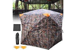 PPOLB Hunting Blind - 360° See Through Ground Blind with Floor Mat, 2-3 & 3-5 Person Pop Up Hunting Blind, Ground Blind for Deer Turkey Hunting, Camouflage