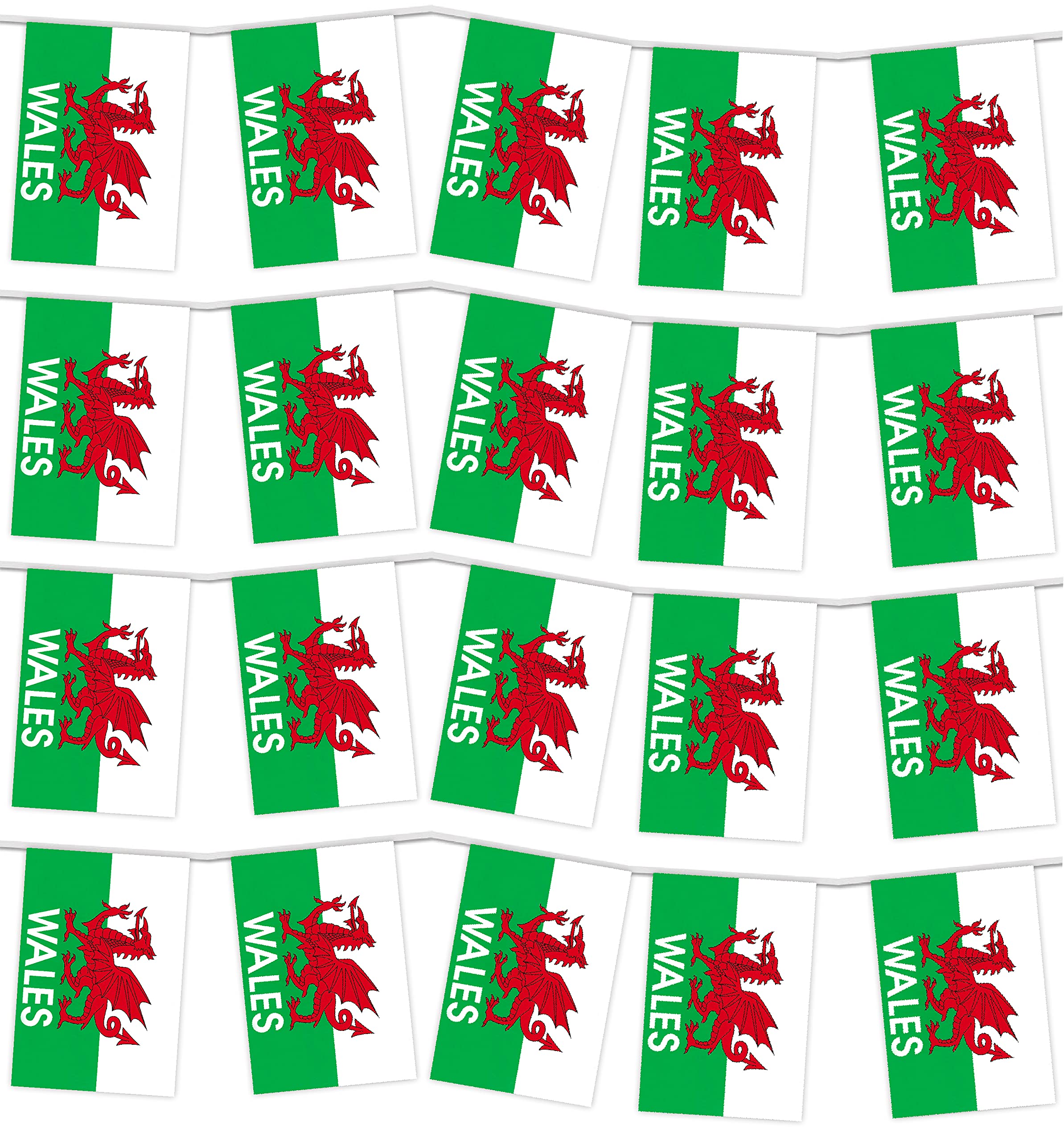 Wales/Welsh St David's Day Party Bunting/Various Lengths (20 Flags Per 10m) (100m)