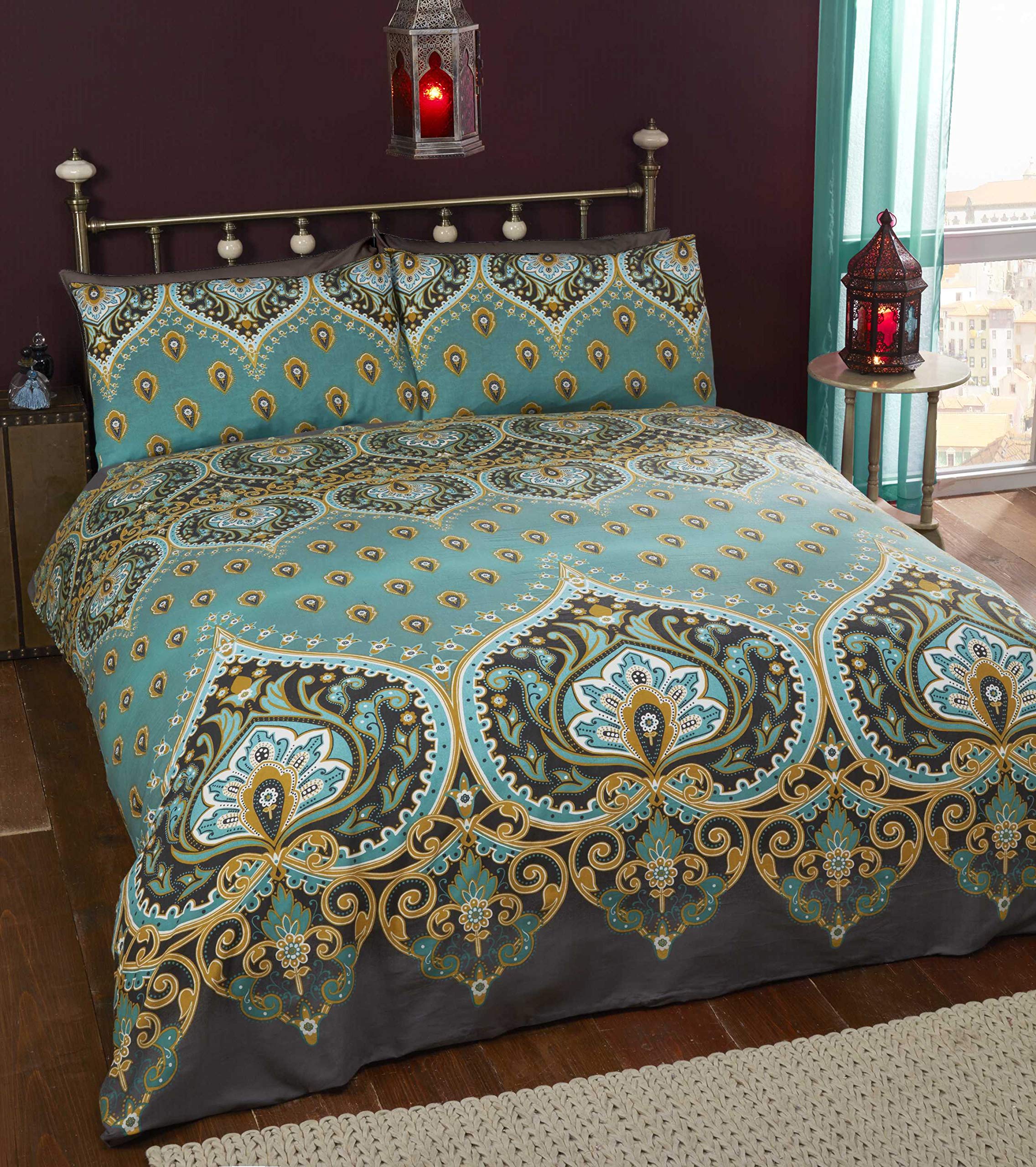 Rapport Home Asha Green Mandala Duvet Cover Set - Single Polycotton Bedding with Matching Pillowcase & Popper Closure - Easy Care British Design — image 1