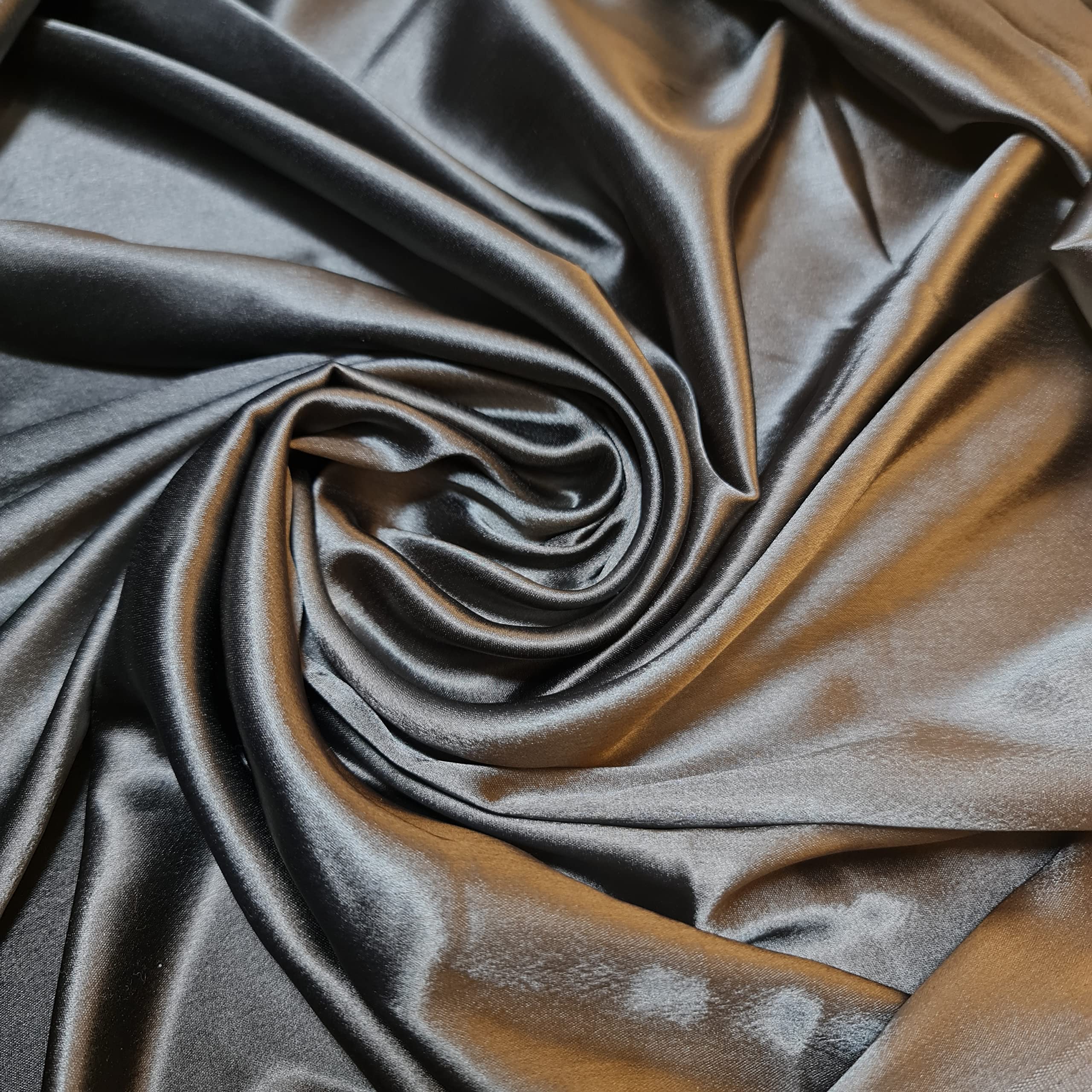 Glossy Charmeuse Silk Satin Bridal Dress Polyester Lining Craft Fabric 44" Meter (2 Meter, Gunmetal)