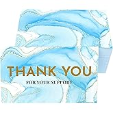RXBC2011 Thank you for your support cards marble design small business packaging customer appreciation notes pack of 100 Blue