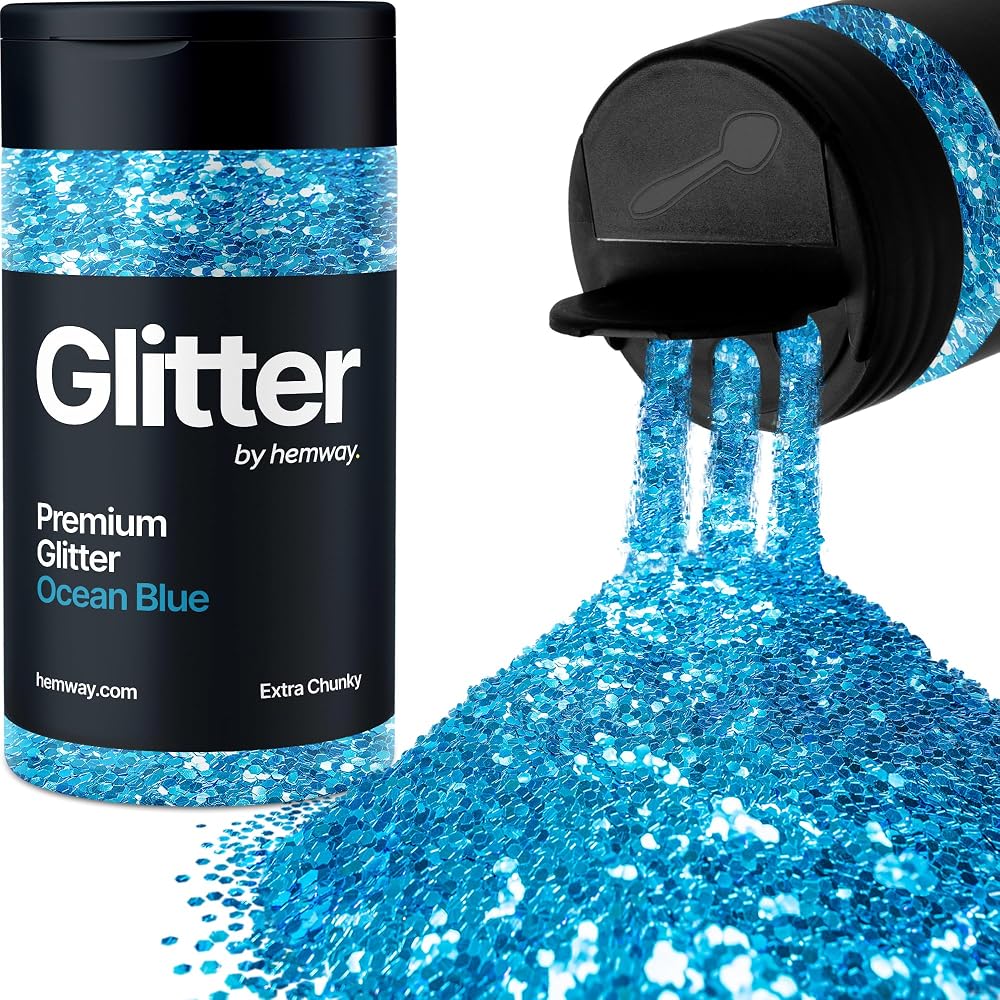 Hemway Ocean Blue Glitter Shaker 130g Extra Chunky Resin Epoxy Craft