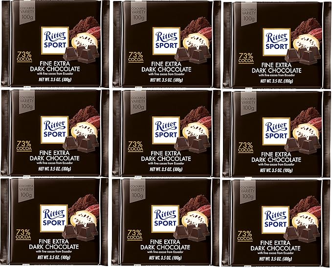 Ritter Sport Extra Dark Chocolate 100g Pack Of 9 Amazon Co Uk Grocery