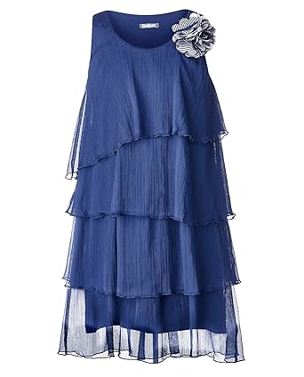 Gulliver Mädchen Kleid | Farbe Navy Blau | Ärmellos | Lang | lockere Passform | mit Blume | Baumwolle | für 8-13 Jahre