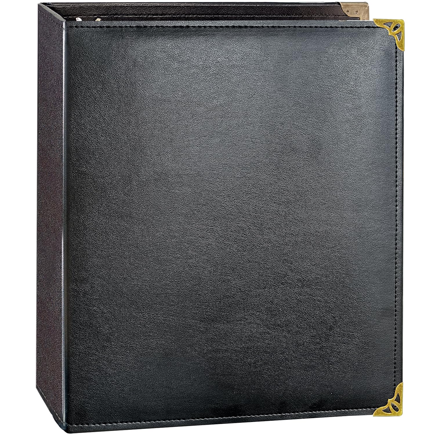 Photo 1 of ***DAMAGED - SEE NOTES/PICTURES*** Beautyus Vintage Leather 3 Ring Binder, 2 Inch D Ring, Holds 8.5" x 11" Paper Letter Size, Brass Corner Protectors, Faux Leather Cover, Professional Office & School Binder (1 Pack, Black, 2 Inch)
