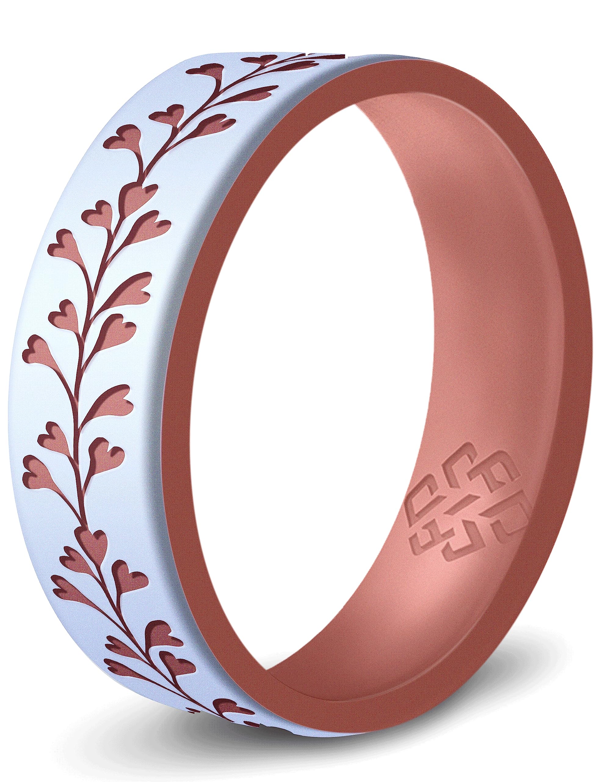 Knot Theory Silicone Ring, Pearl White & Rose Gold