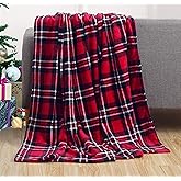 Valerian Elegant Comfort Velvet Touch Ultra Plush Christmas Holiday Printed Fleece Throw/Blanket-50 x 60inch, (Plaid)