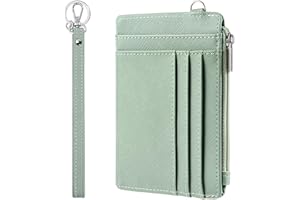 SEAVILIA Small Wallet for Women Slim Wristlet Keychain Wallets RFID Credit Card Holder With Zipper Pocket, ID Window (Light Green)
