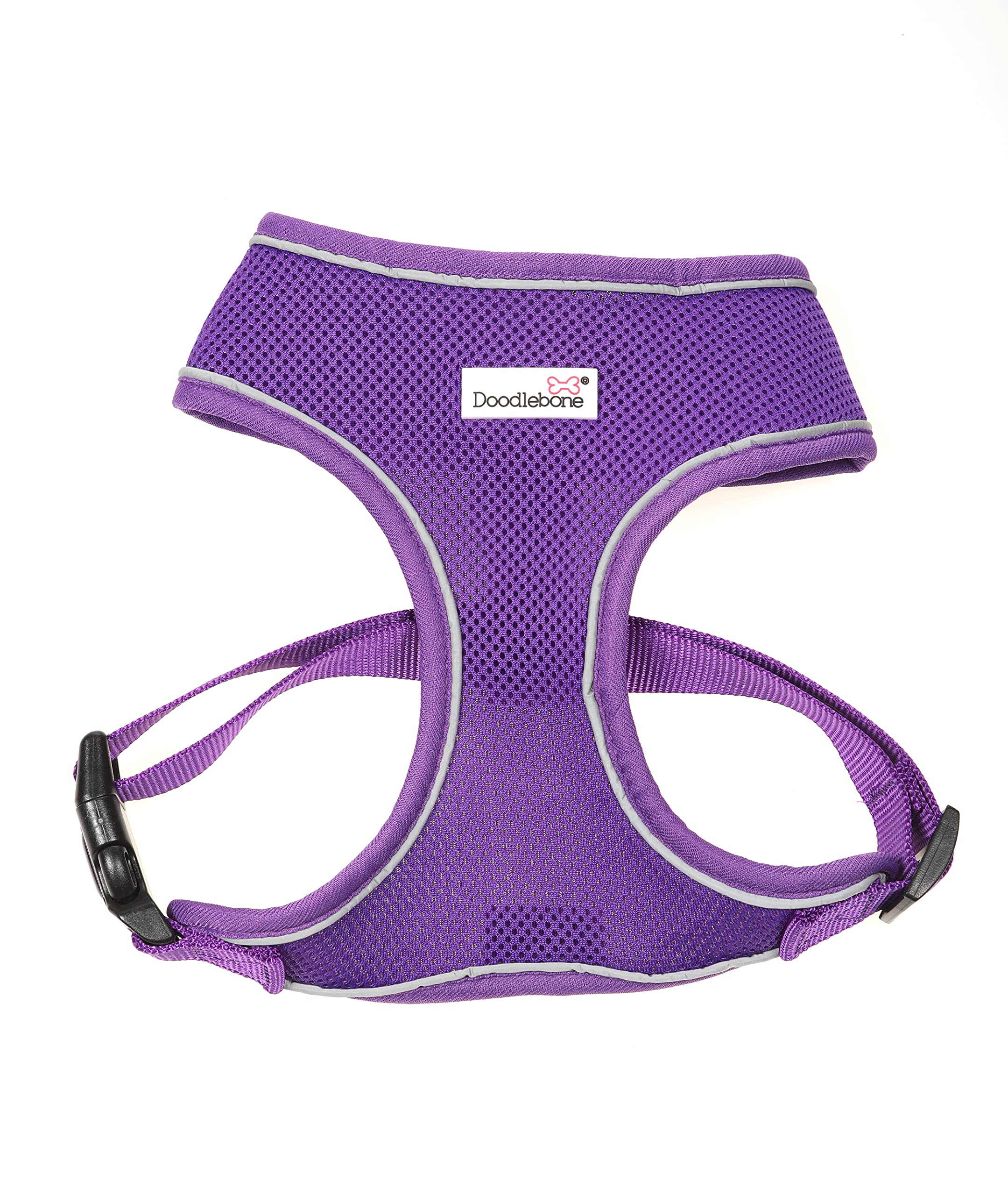 Doodlebone - Airmesh Dog Harness - Breathable Over Head Harness with Adjustable Chest Strap, Reflective Piping & Machine Washable Design - Size 4, 55-79cm - Violet