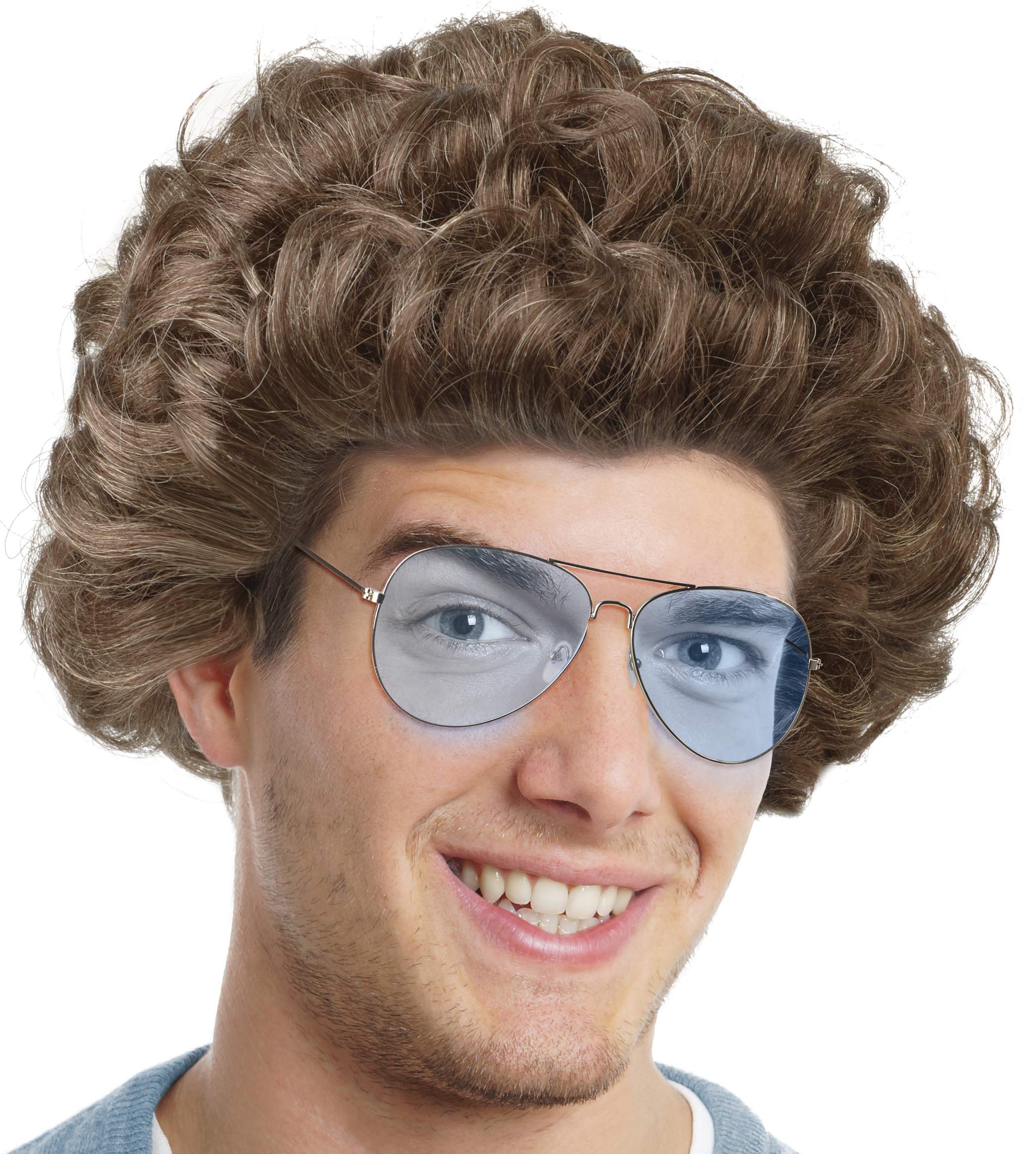 Balinco Set with comedy star wig + sunglasses for dressing up as a celebrity comedian TV star