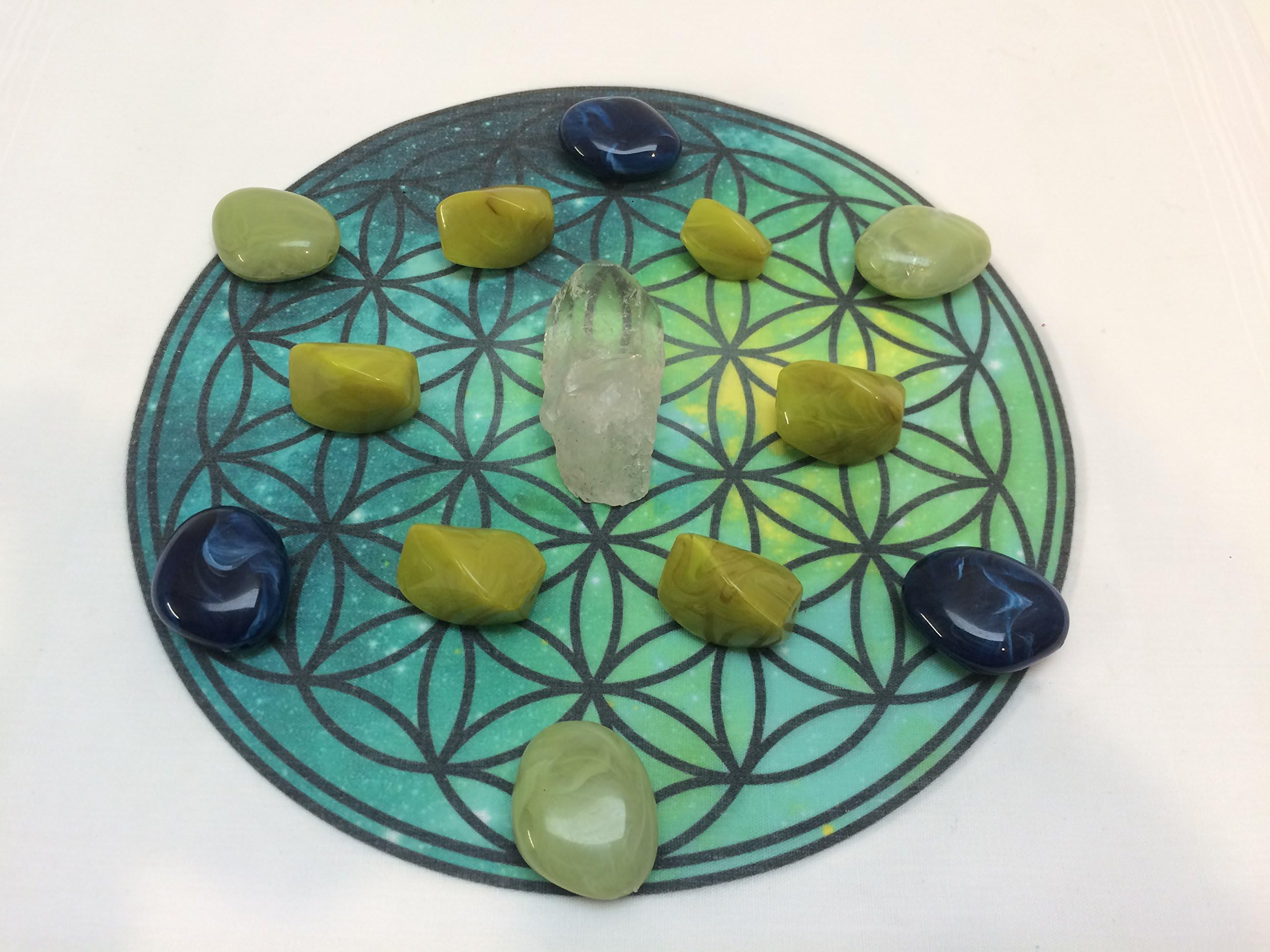 Flower of Life Crystal Grid Cloth Available in 4 Different Colours (Green/Yellow)