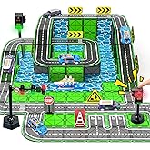 Magnetic Tiles Road Set with Pullback Car & Magnet Ship,Traffic Themed Magnetic Building Tiles Set with Traffic Light,STEM Magnet Tile for Kids Ages 3-5 4-8 5-7,Preschool Educational Kids Toys Gifts