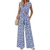 PRETTYGARDEN 2 Piece Sets For Women Summer Striped Button Down Tie Front Crop Tops Wide Leg Pants Floral Lounge Set 2026