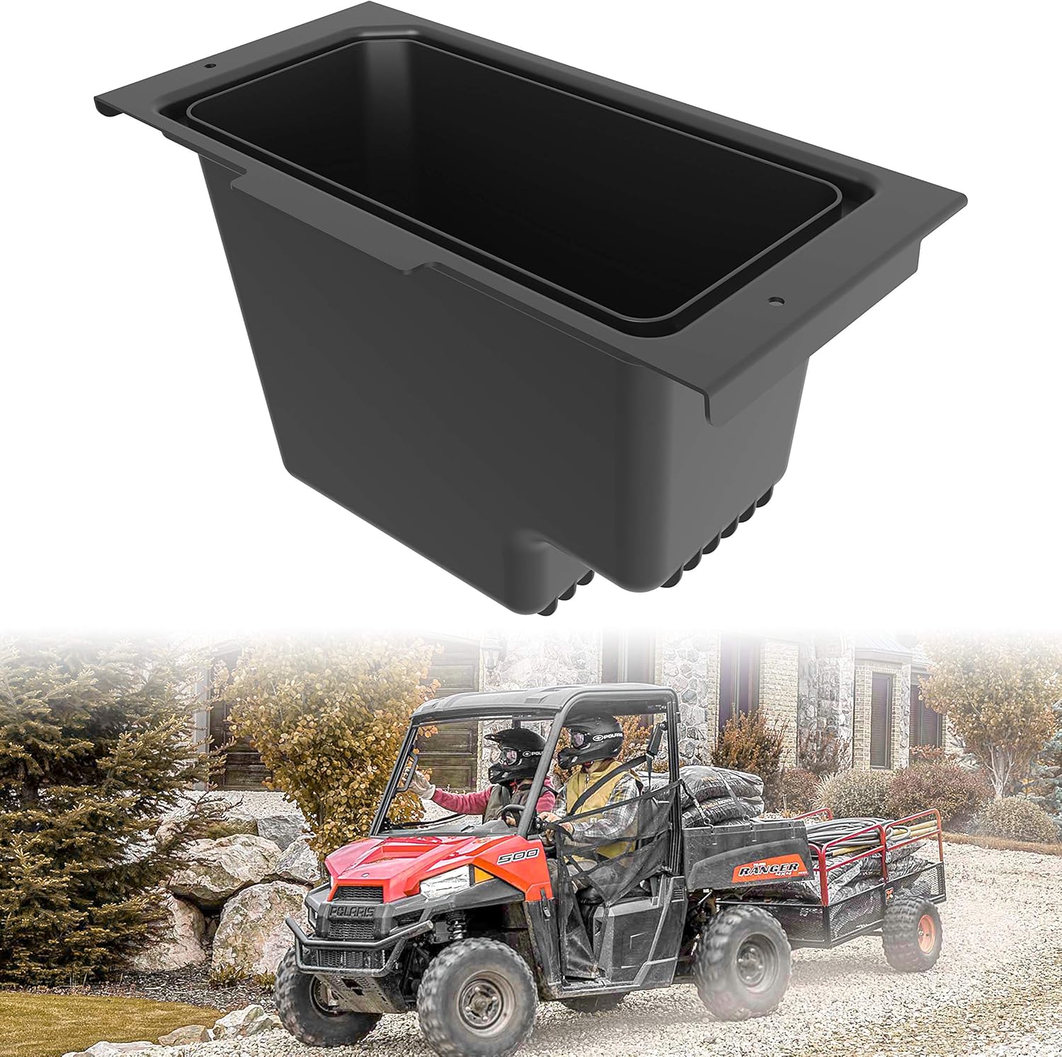 SAUTVS UTV Under Seat Storage Box, Underseat Storage Bin Set Organizer Tray for