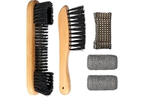 LAKINGO Pool Table Brush Set for Felt, 5 Kit Billiard Table and Rail Cleaning Accessories with 2 Wood Brush, 2 Ferrule Polish Cloths, Cue Shaft Cleaner Cloth