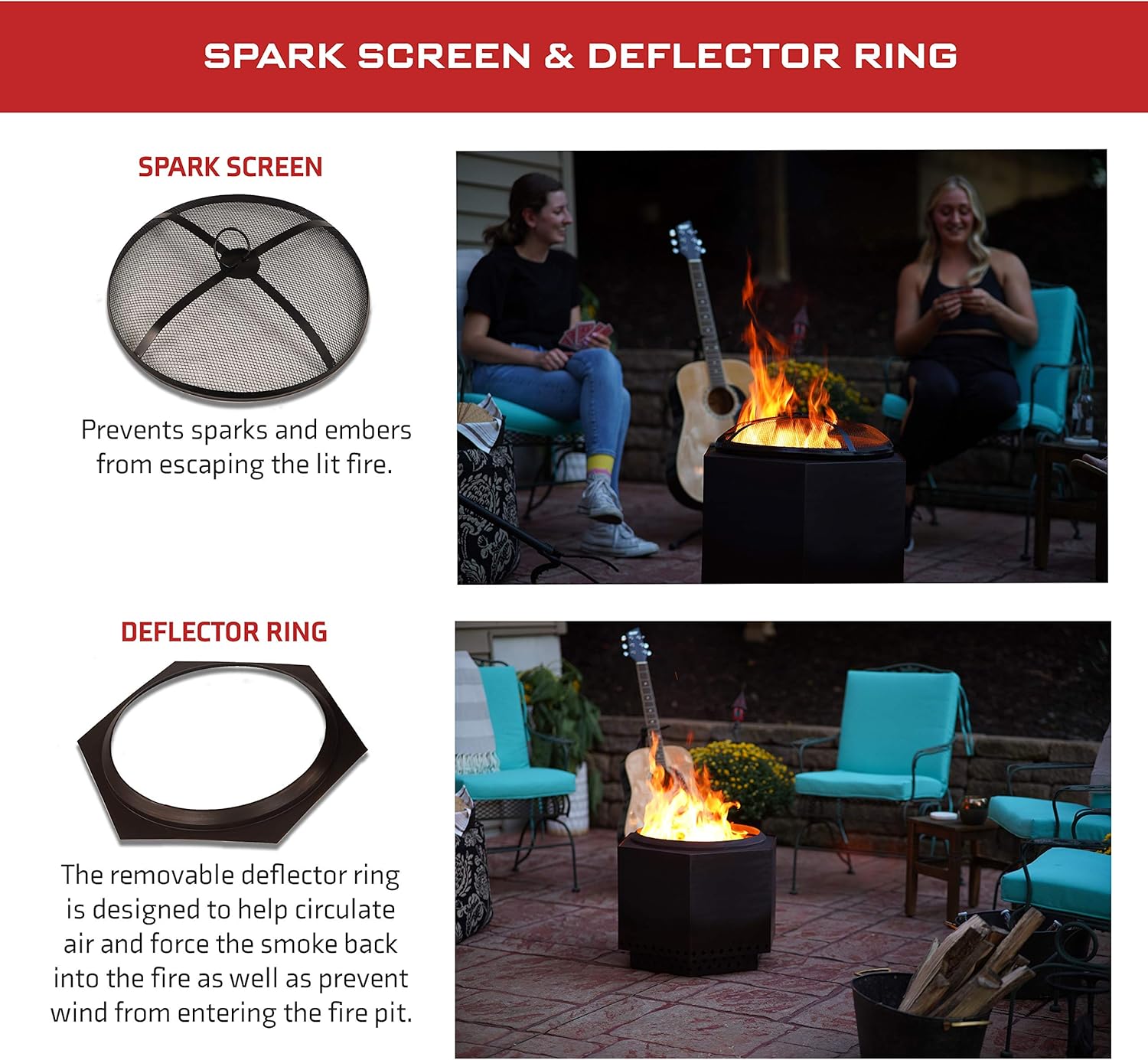 Dragonfire 23.5 Inch Smokeless Wood Burning Outdoor Bonfire Fire Pit Bundle, Includes Stand, Spark Screen, & Waterproof Cover - Great for Camping, Cooking, Tailgating, and Patio, Black : Garden & Outdoor