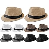 Tarpop 10 Pcs Fedora Hats for Men Women with Brim Unisex Hat Gangster Cap 1920s Party Accessory