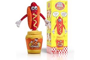 Gagster Dancing Hot Dog-Tells Jokes and Sings Amusing Songs, It Yodels, Making It A Hilarious Gift Option, Funny Gag Gifts for Kids & Adults, Talking Hotdog Decor Baby Toy, Mimicking Toy for Toddler