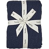 Knitted Organic Cotton Baby Blanket- Swaddle Blanket, 30" x 40" Soft Receiving Blanket for Newborn(0-2Yrs -North Sea Blue)