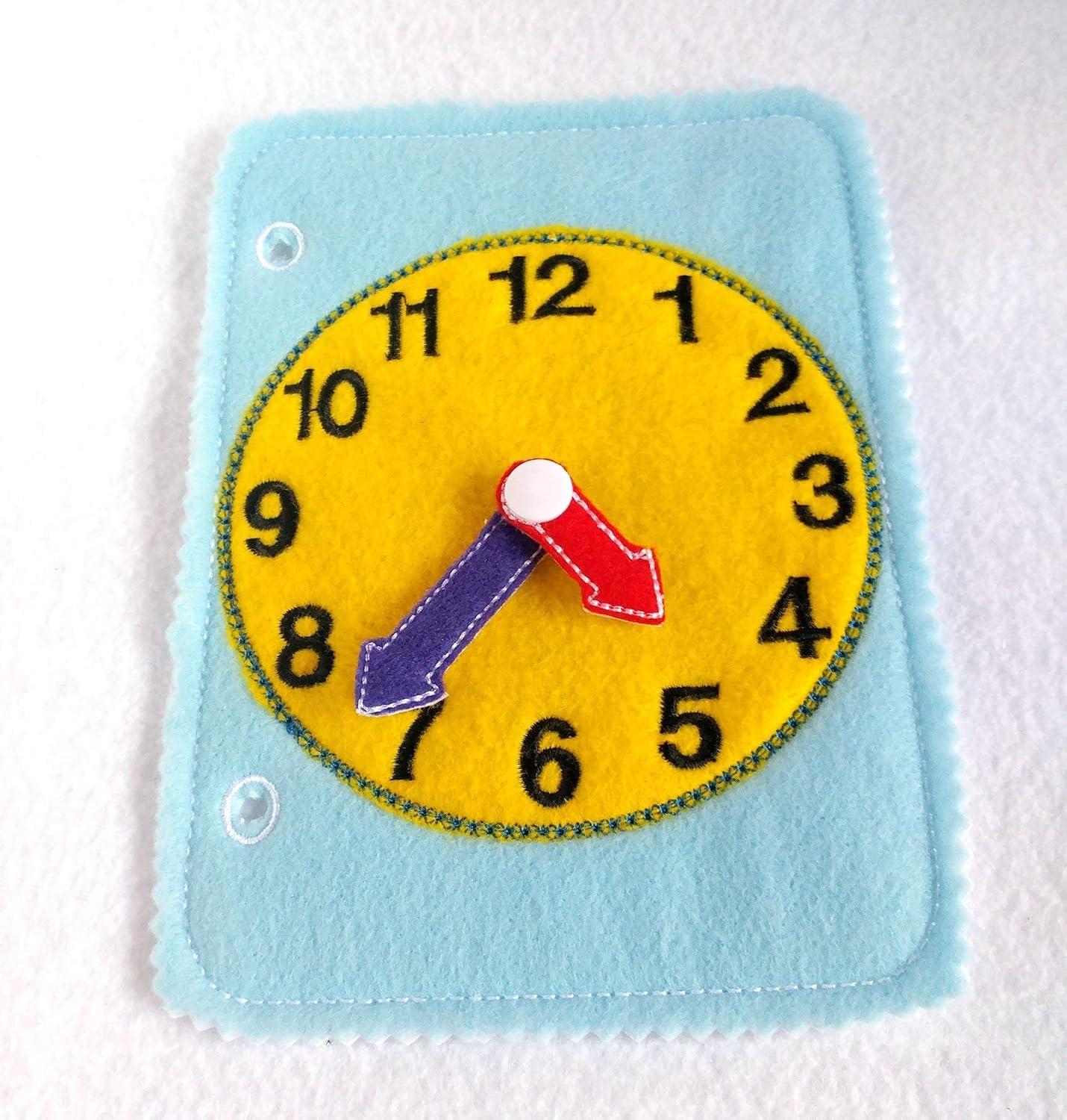 Learn to tell time toddler quiet book page felt busy book