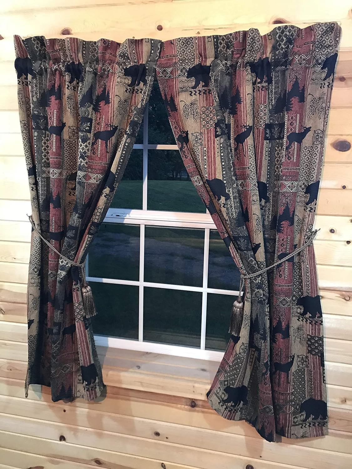 Amazon Com Bear Country Rustic Cabin Curtains Handmade