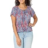 Star Vixen Womens Short Sleeve Peasant Top