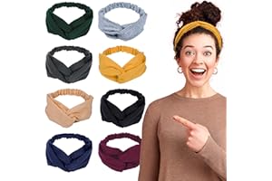 LOTUS78 Women's Headbands - 8 Pack Soft Fabric Hair Accessories, Boho Elastic Sweat-Wicking Headbands for Exercise & Yoga (Rising Pink)