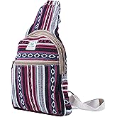 Marubhumi Hemp Small Backpack Cross Body Shoulder Himalayan Bag Adjustable Strap Men and Women Sling Bag Lightweight Daypack