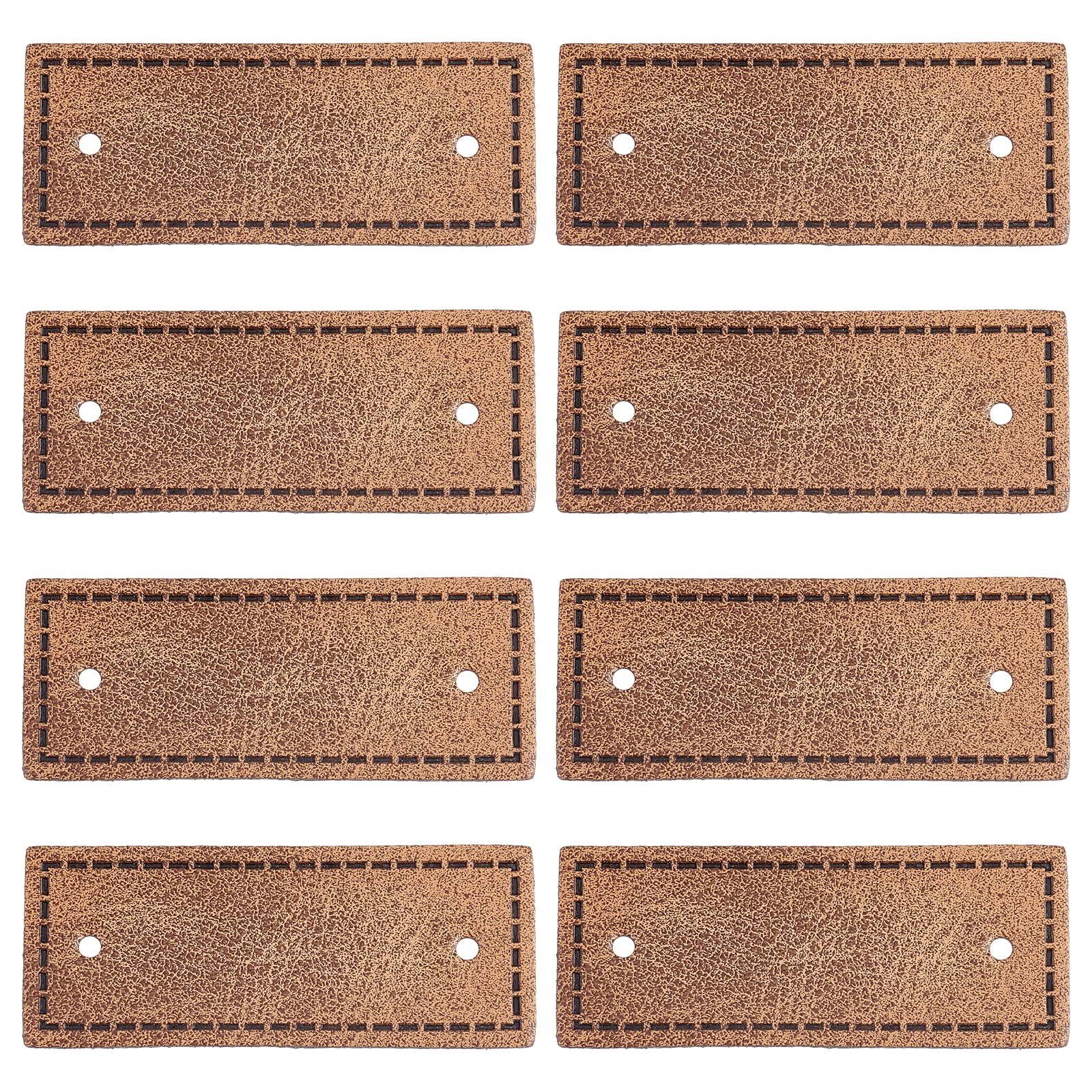 FINGERINSPIRE 50 Pcs Blank Leather Tags PU Label Tags 50x20x1mm Rectangle Leather Tag with Hole Camel Color Leather Handmade Tags Button for Jeans Bags Shoes Hat DIY Crafts Accessory