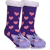 Yebing Kids Boys Girls Slipper Socks Cute Animal Fuzzy Winter Warm Fleece Lining Christmas Socks With Grippers