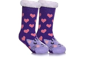 Yebing Kids Boys Girls Slipper Socks Cute Animal Fuzzy Winter Warm Fleece Lining Christmas Socks With Grippers