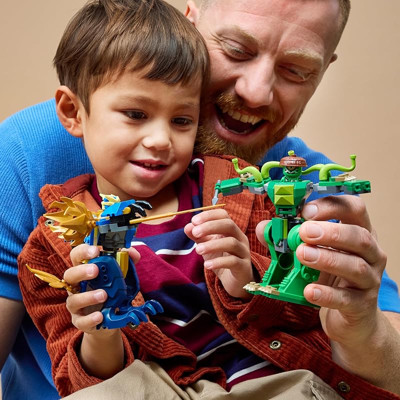 Ninjago Combate del Meca-Dragón de Jay - 2 Figuras de Acción, 2 Minifiguras Ninja, Catanas y Espadas de Juguete - Regalo de Cumpleaños para Niños de 4+ Años y Fans de la Serie - 71853