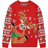 Runhit Boys Ugly Christmas Sweater Kids Funny Crew Neck Knitted Christmas Pullover for Xmas Holiday
